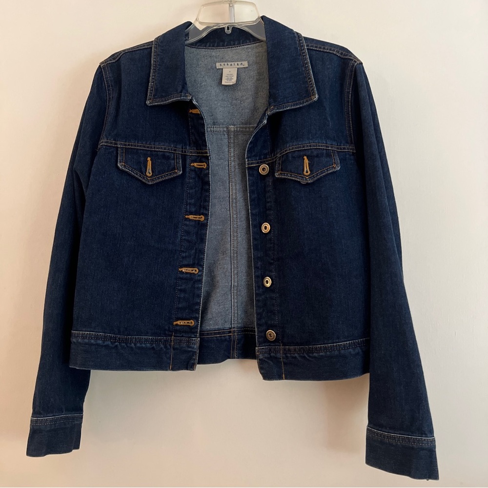 RUBBISH Women's Denim Jacket XL Jacket 100% Cotton Button Front Dark Blue